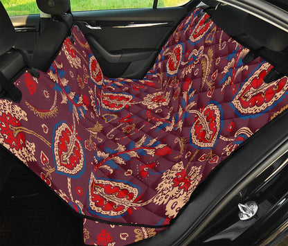 Maroon Vintage Bohemian Floral Print Pet Car Back Seat Cover