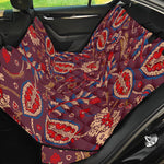 Maroon Vintage Bohemian Floral Print Pet Car Back Seat Cover