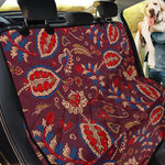 Maroon Vintage Bohemian Floral Print Pet Car Back Seat Cover