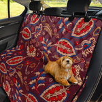 Maroon Vintage Bohemian Floral Print Pet Car Back Seat Cover