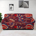 Maroon Vintage Bohemian Floral Print Sofa Cover