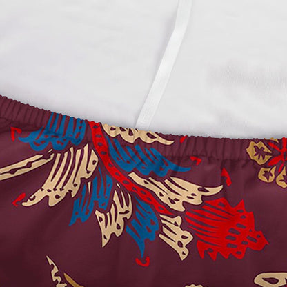 Maroon Vintage Bohemian Floral Print Sofa Cover