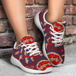 Maroon Vintage Bohemian Floral Print Sport Shoes GearFrost