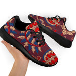 Maroon Vintage Bohemian Floral Print Sport Shoes GearFrost