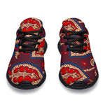 Maroon Vintage Bohemian Floral Print Sport Shoes GearFrost