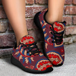 Maroon Vintage Bohemian Floral Print Sport Shoes GearFrost