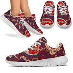 Maroon Vintage Bohemian Floral Print Sport Shoes GearFrost