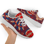 Maroon Vintage Bohemian Floral Print Sport Shoes GearFrost