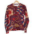Maroon Vintage Bohemian Floral Print Women's Crewneck Sweatshirt