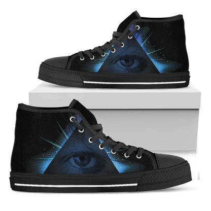 Masonic Eye All Seeing Print Black High Top Shoes