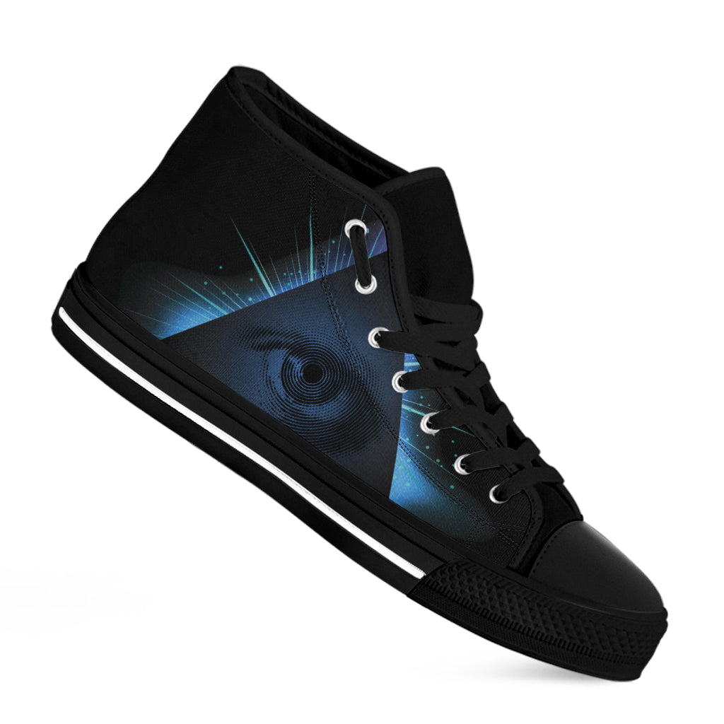 Masonic Eye All Seeing Print Black High Top Shoes
