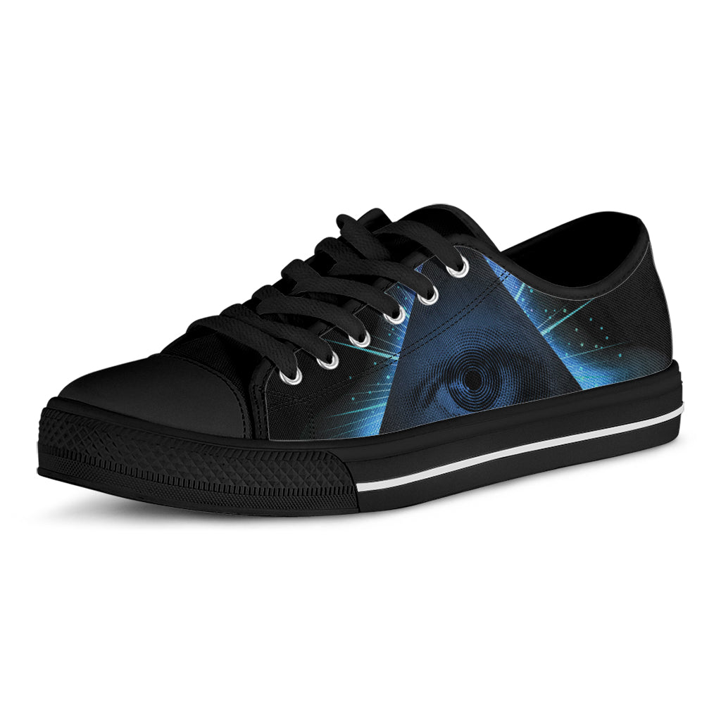 Masonic Eye All Seeing Print Black Low Top Shoes 