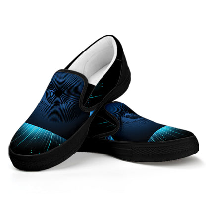Masonic Eye All Seeing Print Black Slip On Shoes