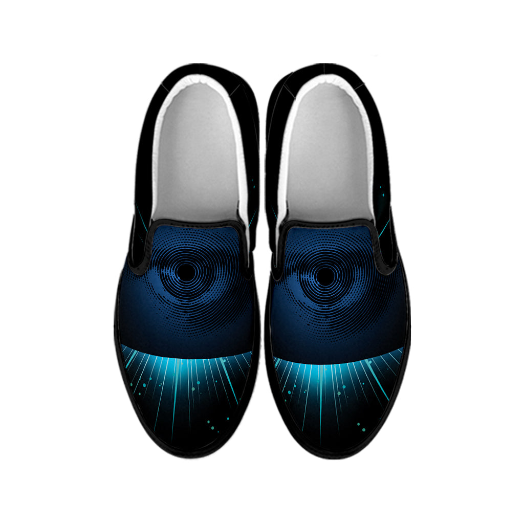 Masonic Eye All Seeing Print Black Slip On Shoes