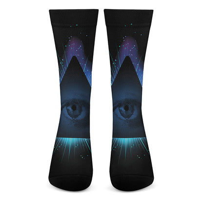 Masonic Eye All Seeing Print Crew Socks