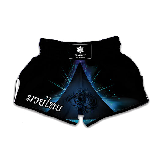 Masonic Eye All Seeing Print Muay Thai Boxing Shorts