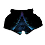 Masonic Eye All Seeing Print Muay Thai Boxing Shorts