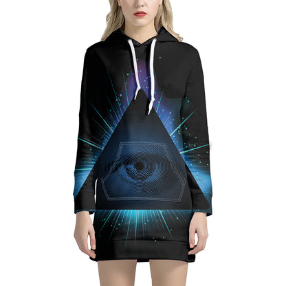 Masonic Eye All Seeing Print Pullover Hoodie Dress