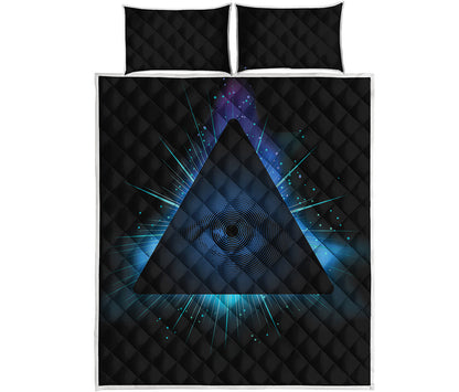 Masonic Eye All Seeing Print Quilt Bed Set