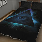 Masonic Eye All Seeing Print Quilt Bed Set