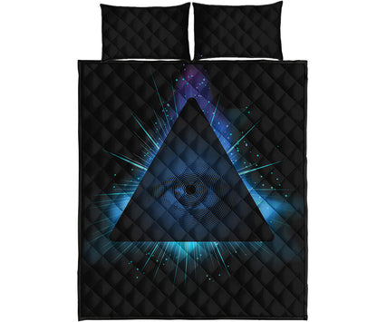 Masonic Eye All Seeing Print Quilt Bed Set
