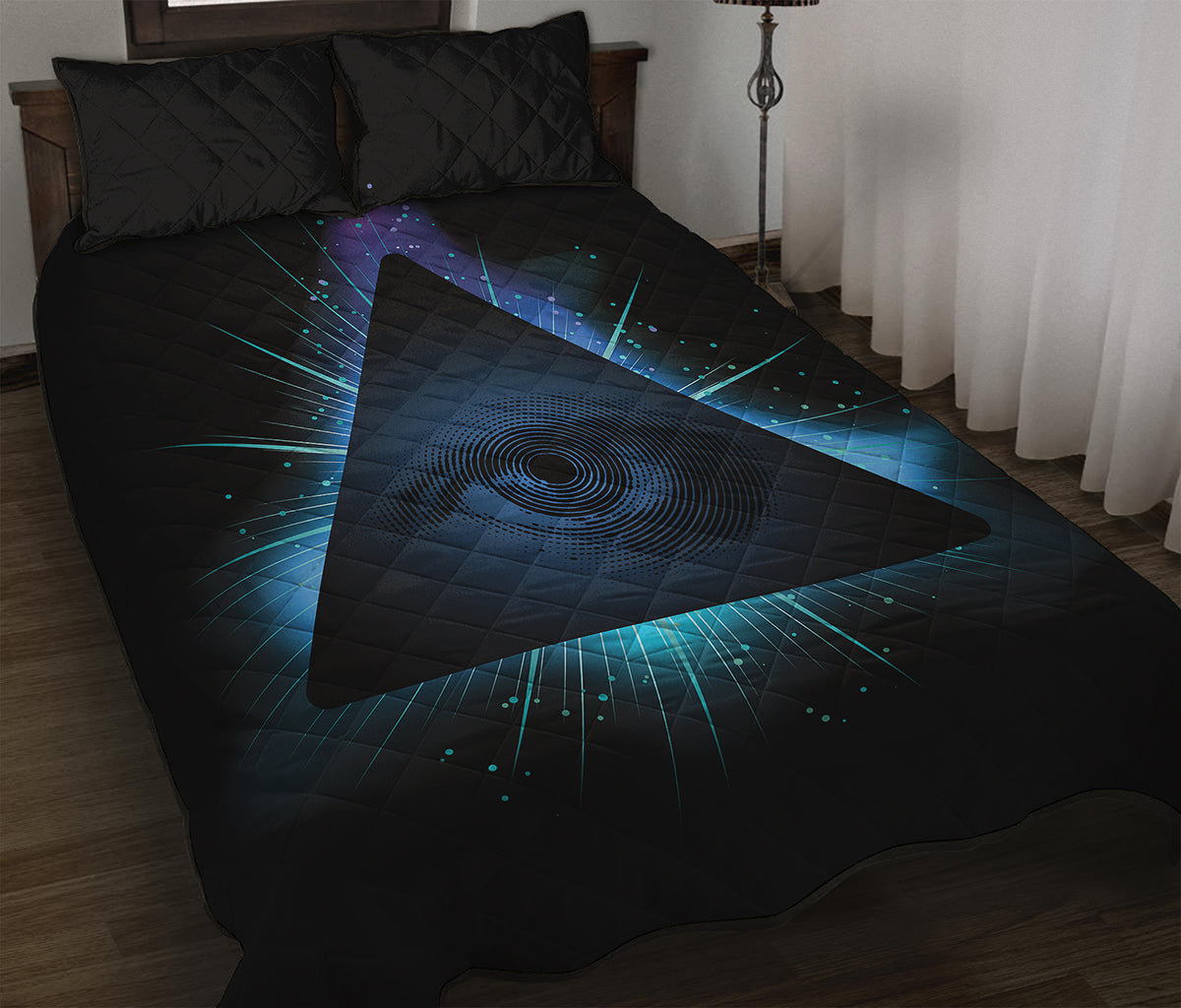 Masonic Eye All Seeing Print Quilt Bed Set