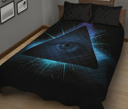 Masonic Eye All Seeing Print Quilt Bed Set