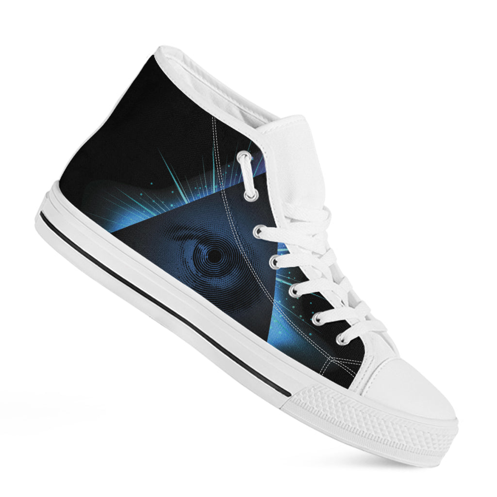 Masonic Eye All Seeing Print White High Top Shoes