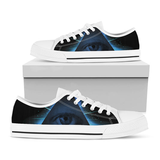 Masonic Eye All Seeing Print White Low Top Shoes