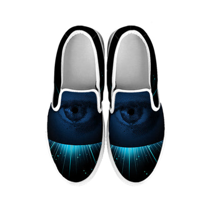 Masonic Eye All Seeing Print White Slip On Shoes
