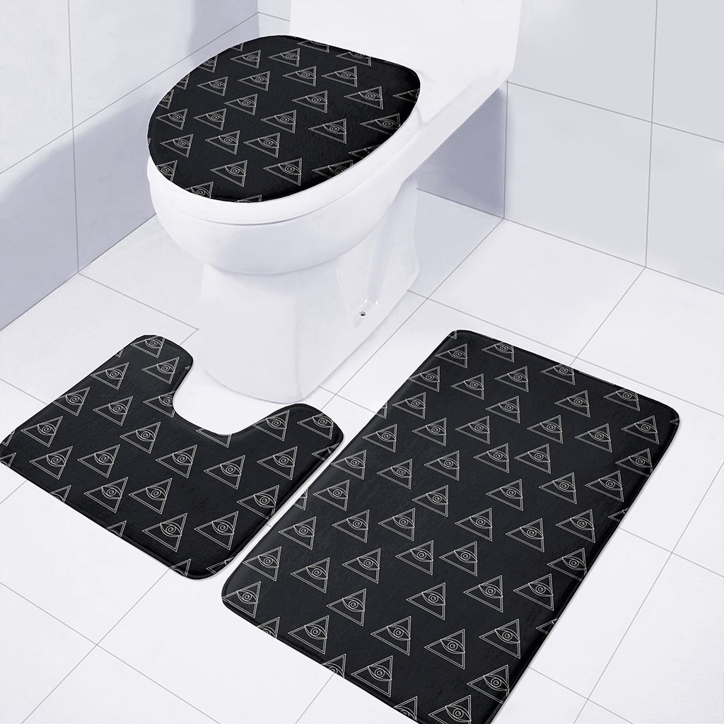 Masonic Eye Pattern Print 3 Piece Bath Mat Set