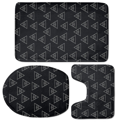 Masonic Eye Pattern Print 3 Piece Bath Mat Set