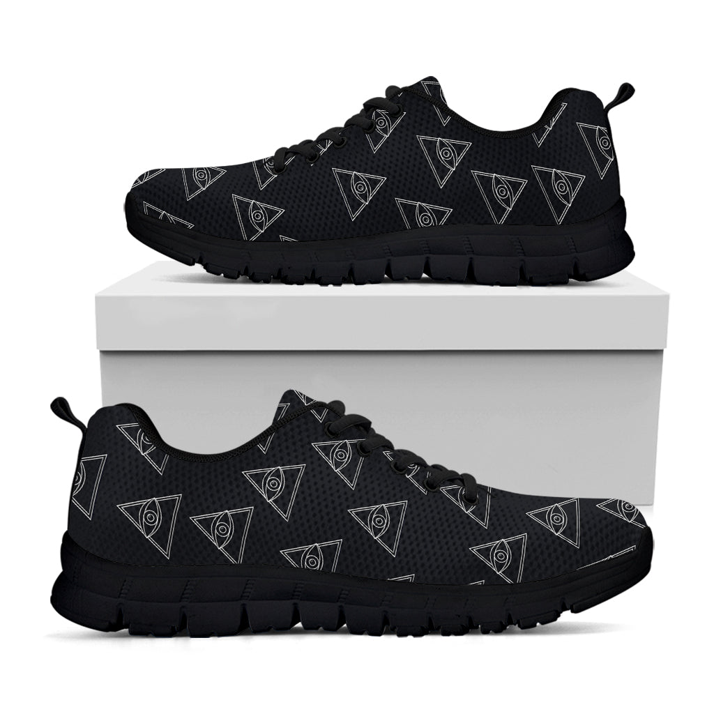 Masonic Eye Pattern Print Black Sneakers