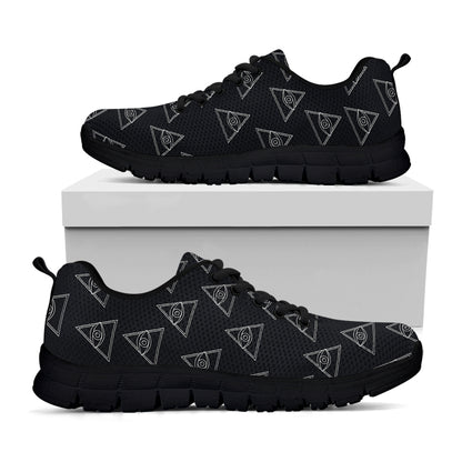 Masonic Eye Pattern Print Black Sneakers