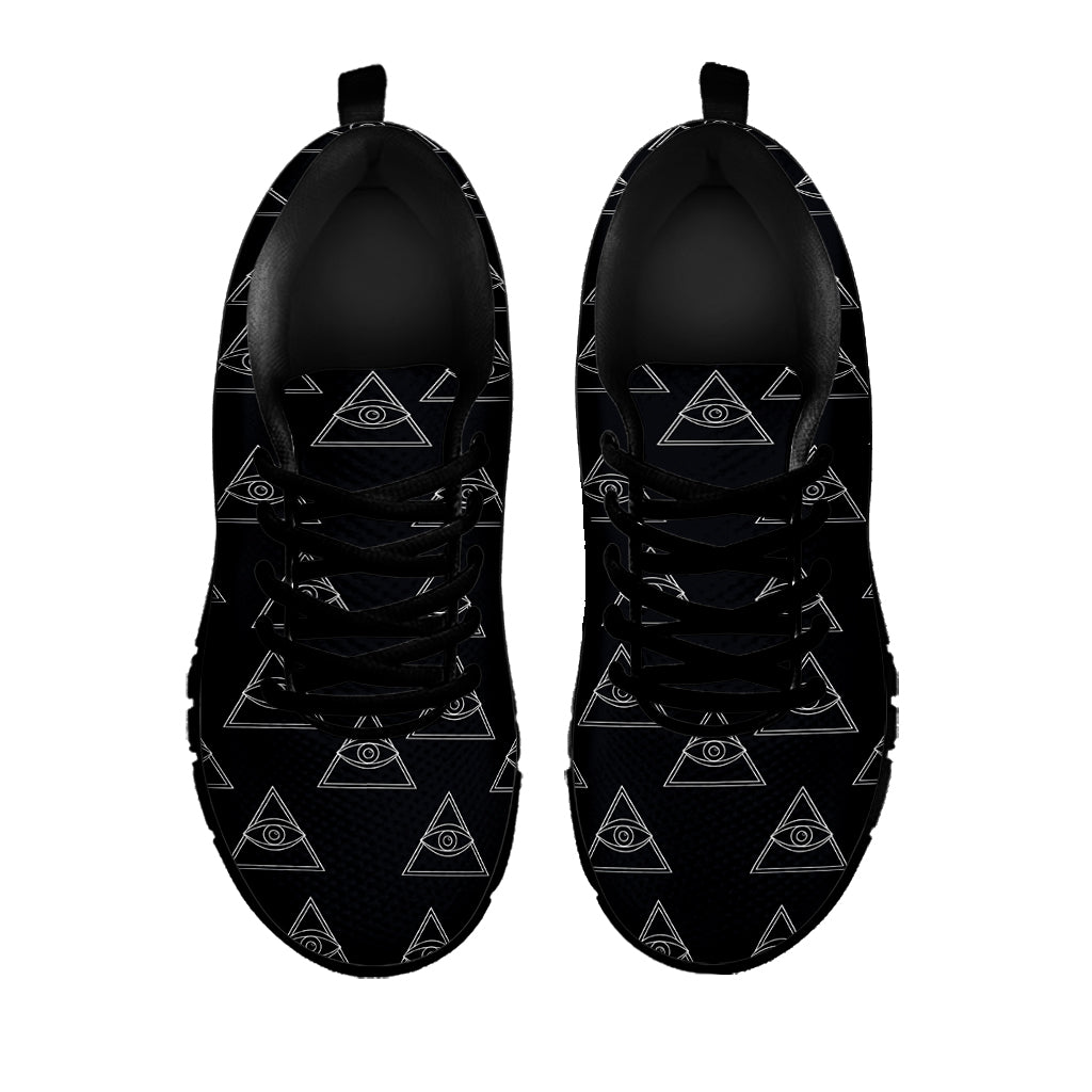 Masonic Eye Pattern Print Black Sneakers