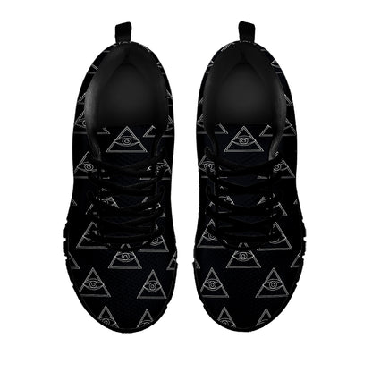 Masonic Eye Pattern Print Black Sneakers