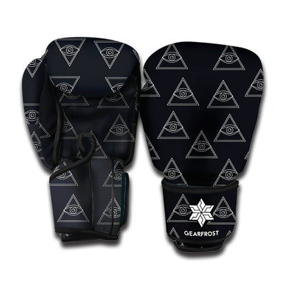 Masonic Eye Pattern Print Boxing Gloves