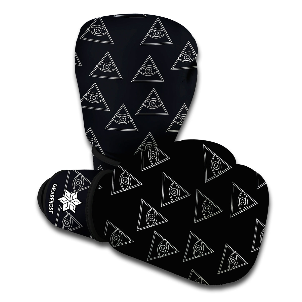 Masonic Eye Pattern Print Boxing Gloves