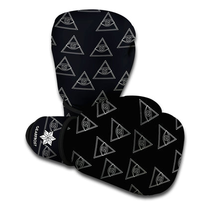 Masonic Eye Pattern Print Boxing Gloves