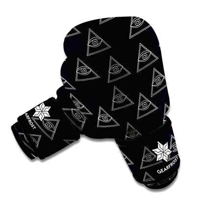 Masonic Eye Pattern Print Boxing Gloves