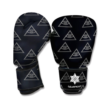 Masonic Eye Pattern Print Boxing Gloves