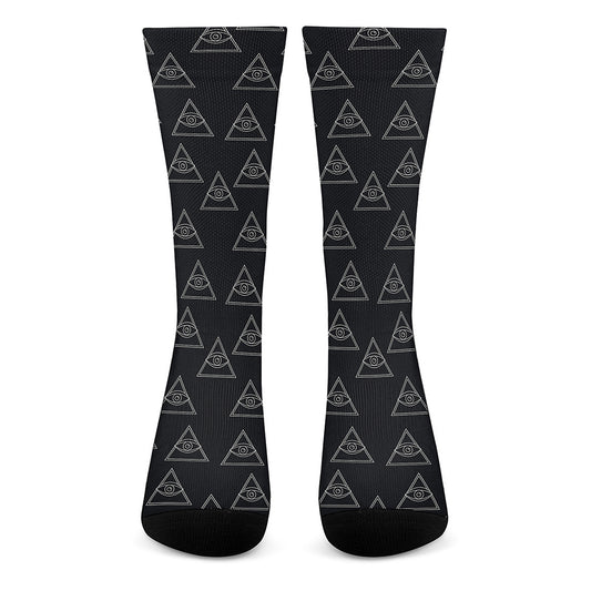 Masonic Eye Pattern Print Crew Socks