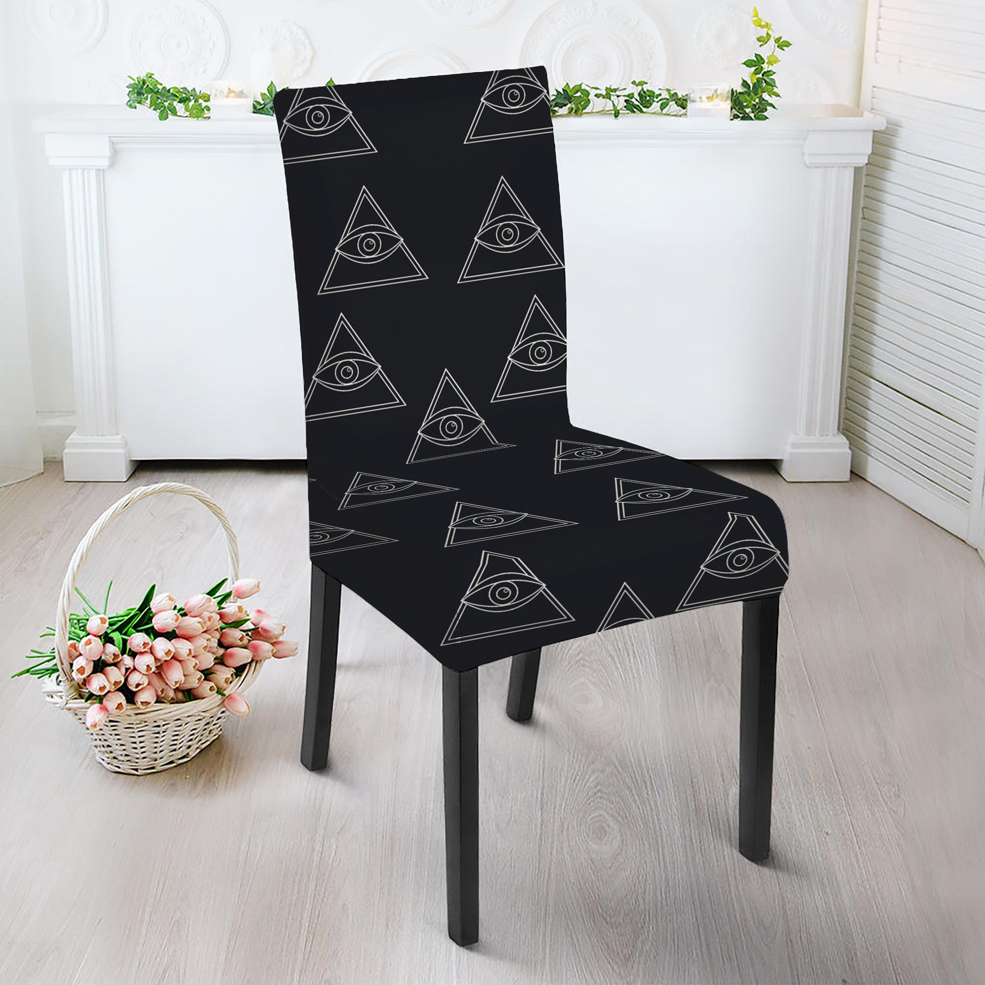 Masonic Eye Pattern Print Dining Chair Slipcover