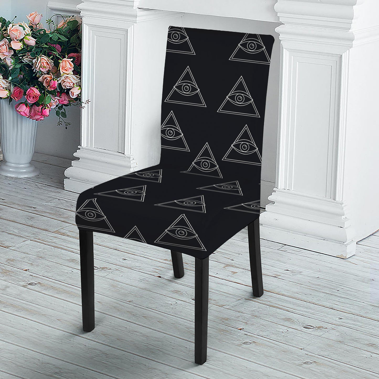 Masonic Eye Pattern Print Dining Chair Slipcover