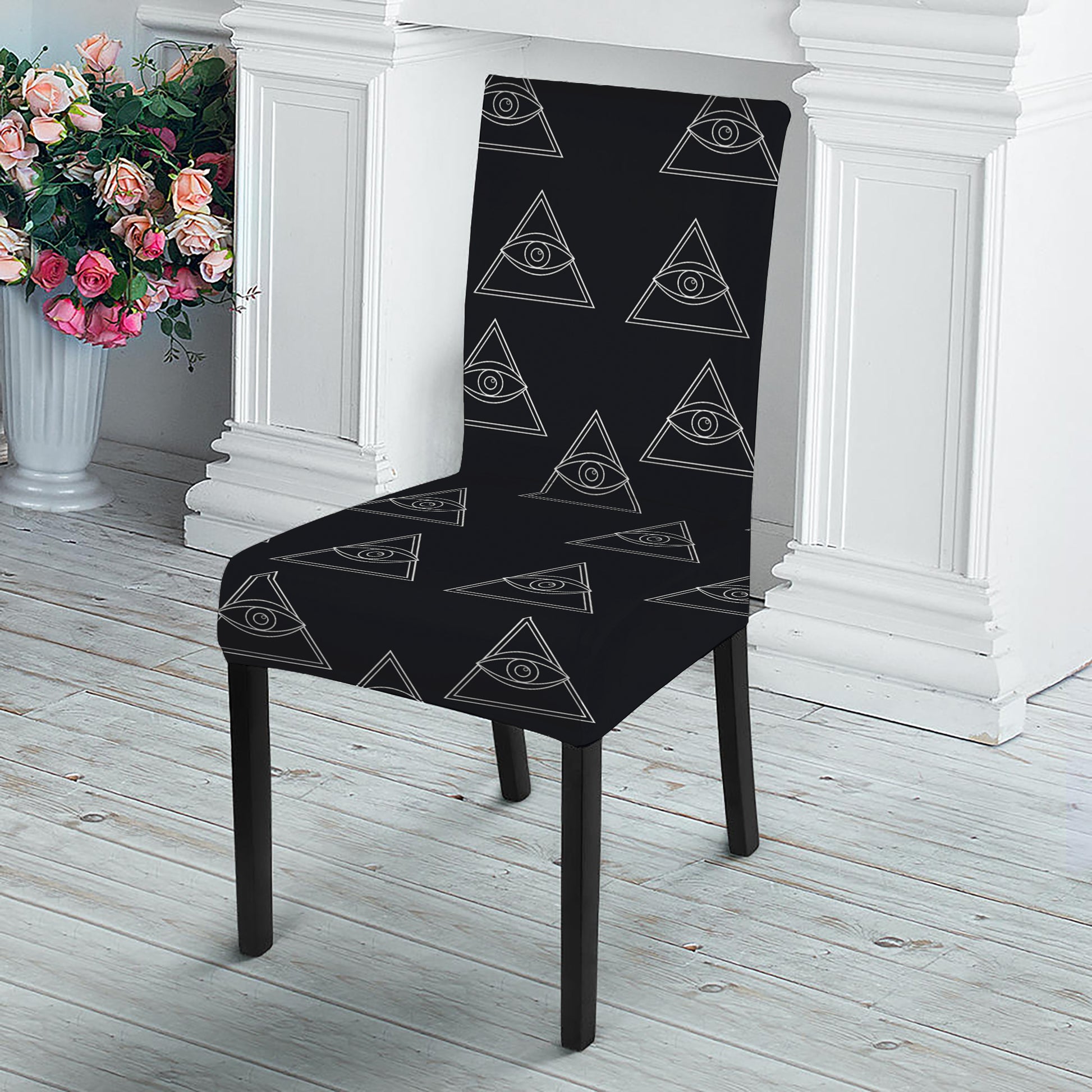 Masonic Eye Pattern Print Dining Chair Slipcover