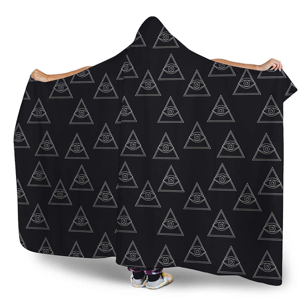 Masonic Eye Pattern Print Hooded Blanket
