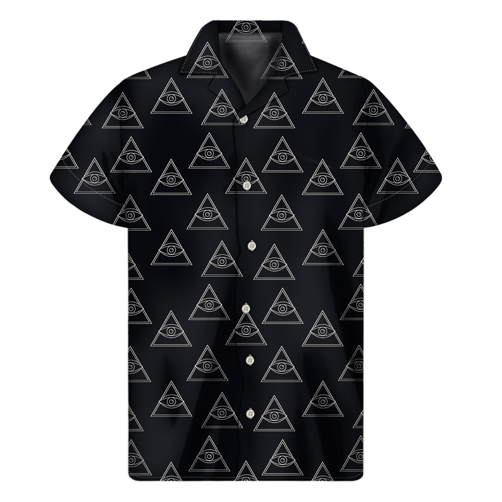 Masonic Eye Pattern Print Men's Short Sleeve Shirt