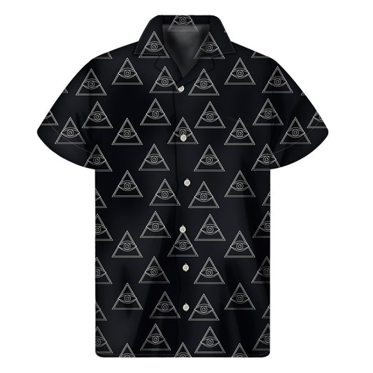 Masonic Eye Pattern Print Men's Short Sleeve Shirt