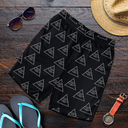 Masonic Eye Pattern Print Men's Shorts