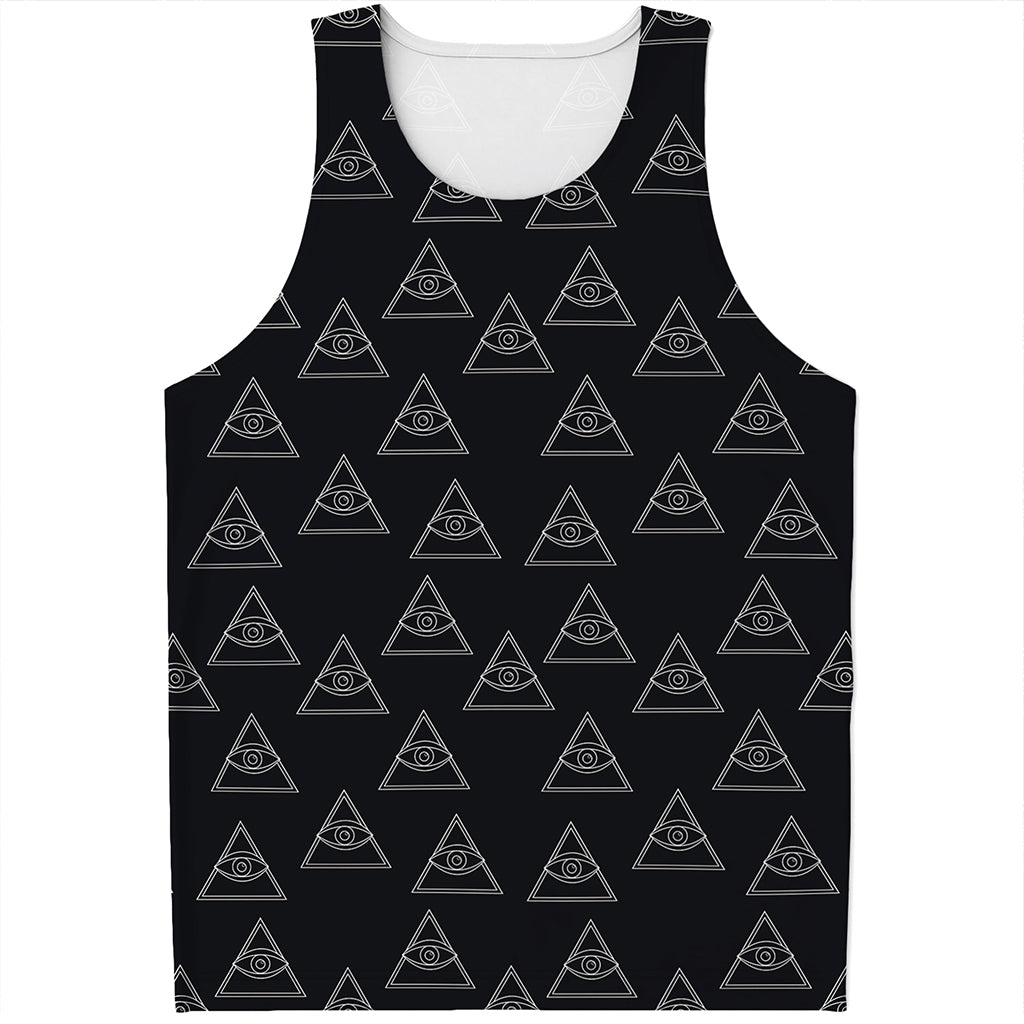 Masonic Eye Pattern Print Men's Tank Top